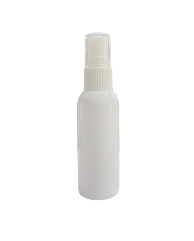50ml, PET, Opaque White , Boston Round, White Sprayer