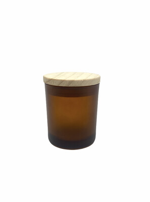 150ml Glass Frosted Amber Jar, Wooden Cap