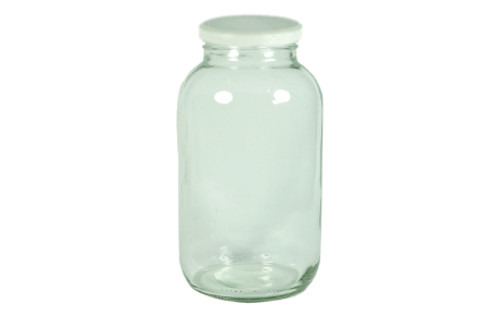 32 oz Glass Round &quot;Mayo&quot; Jar (Metal Lug Cap), Cap Color: white