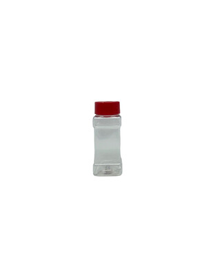 100ml Long Square PET Plastic Spice Jar - Red