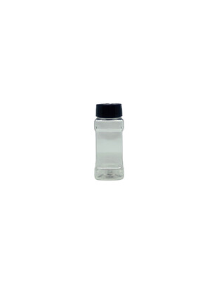100ml Long Square PET Plastic Spice Jar - Black