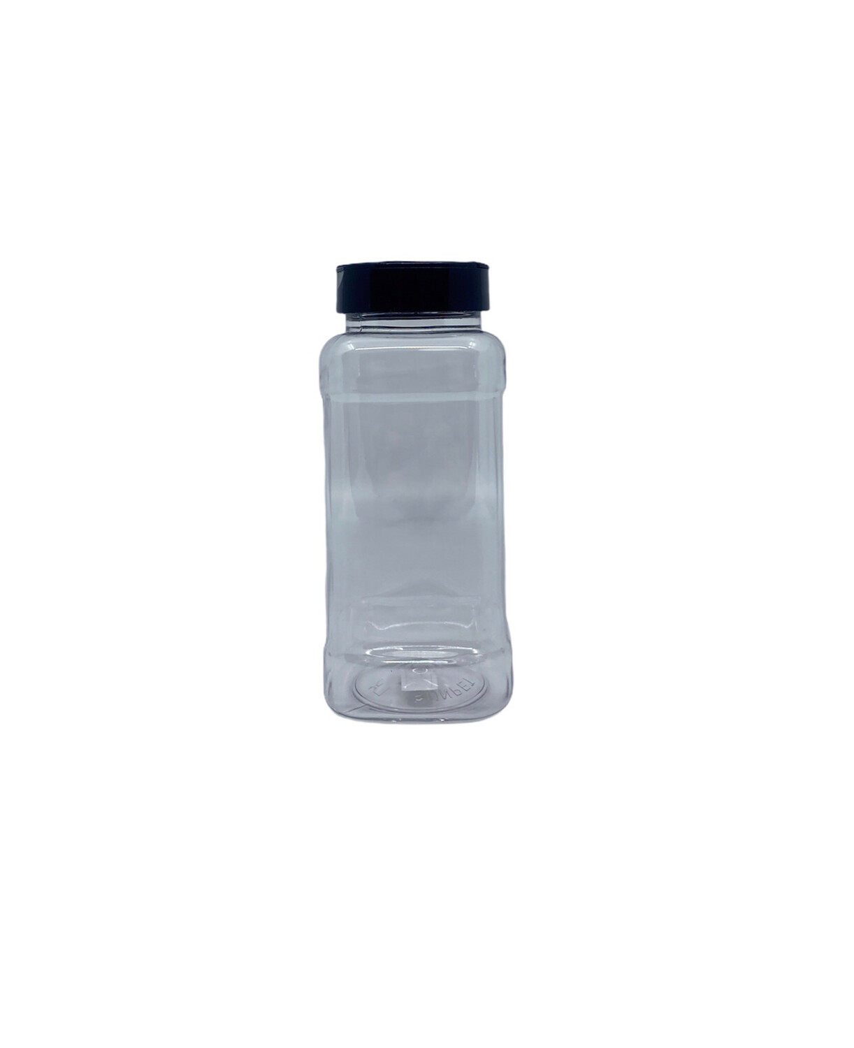 440ml Long Square PET Plastic Spice Jar - Black