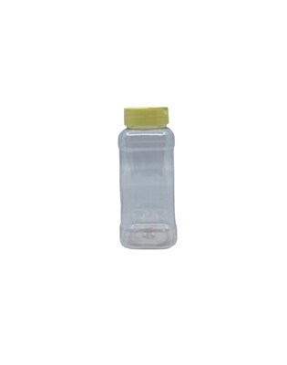 300ml Long Square PET Plastic Spice Jar - Yellow
