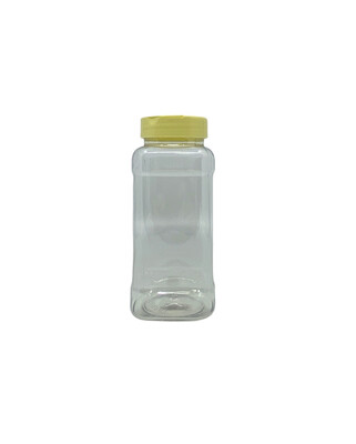 440ml Long Square PET Plastic Spice Jar - Yellow