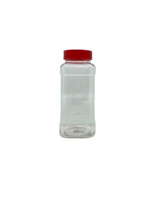 440ml Long Square PET Plastic Spice Jar - Red