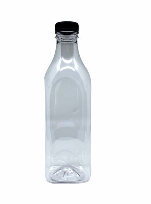 1000ml PET Plastic Beverage Bottle, Black Tamper Cap