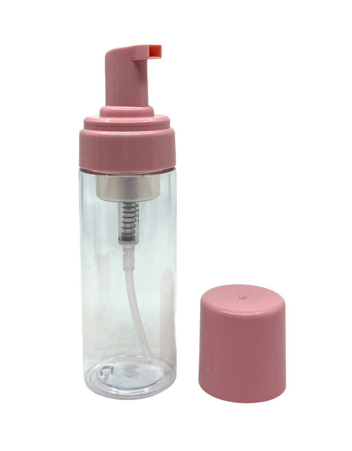 150ml Pet Clear Foaming Pump Bottle, Pink Cap