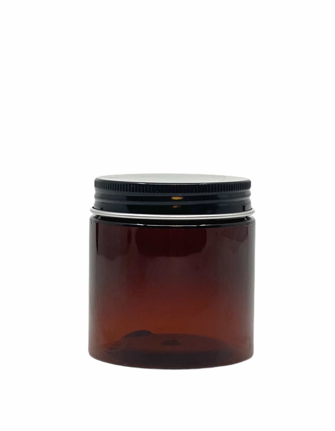 100gms Tall, PET Amber Plastic Jar, Aluminum Black Cap