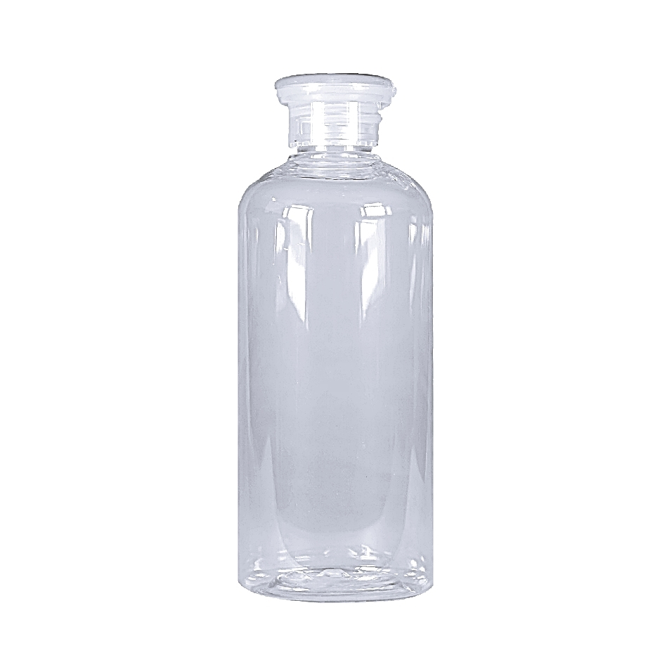 300ml, PET, Boston Round, Clear, Mushroom Flip Top Cap