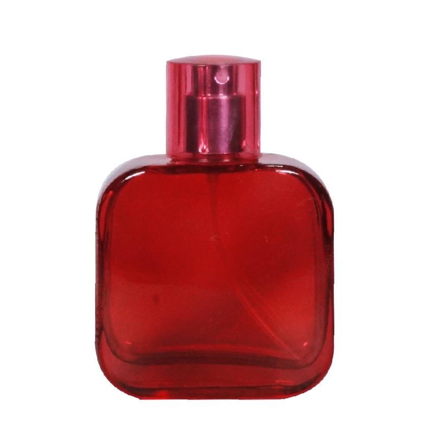 50ml Glass Lacoste red with ps fancy #14 silver shiny with overcap op Tr Red EL2