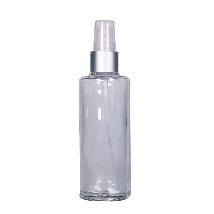 85ml Glass tubular clear threaded pump spray shroud #20 silver matte NA2 act natural AA1