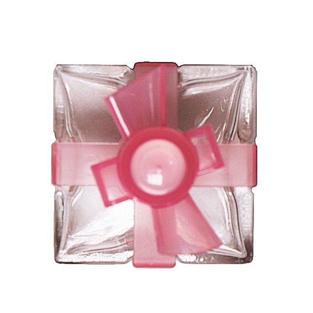 30ml Glass Gift Clear Threaded w/ Strap Tr Pink DC2 Cap Gift #18 Tr Pink DC2