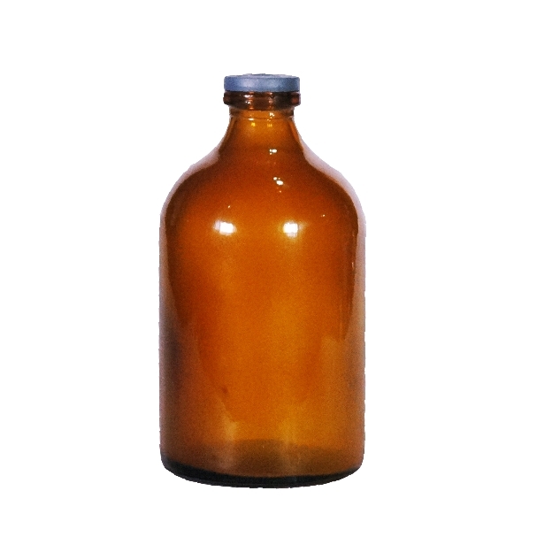 100ml Glass Amber Vial w/ Rubber Stopper &amp;  Silver Aluminum Seal