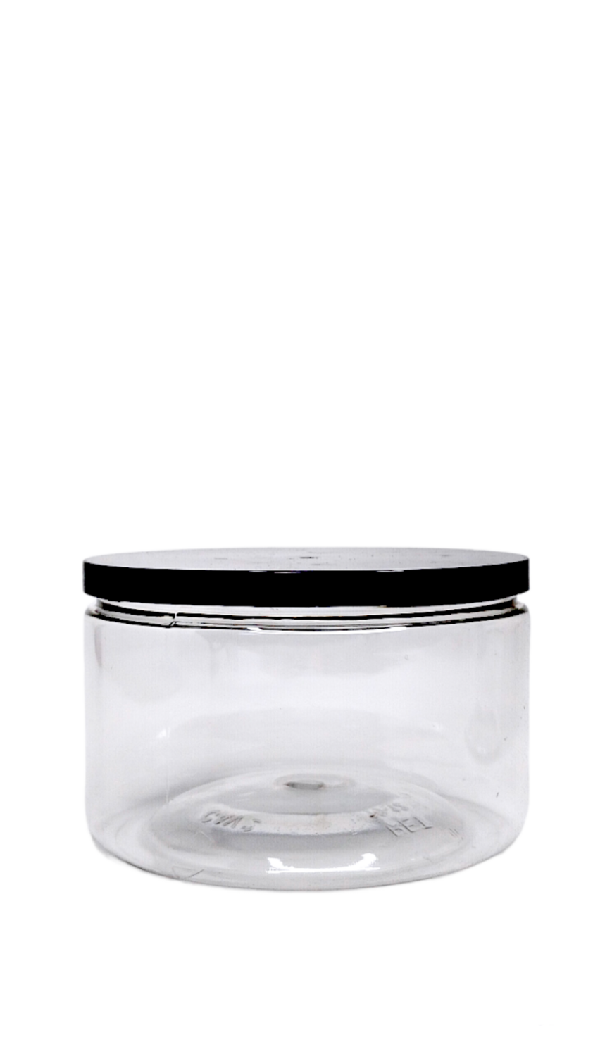 440ml PET Clear Widemouth Jar with Liner- Black Cap