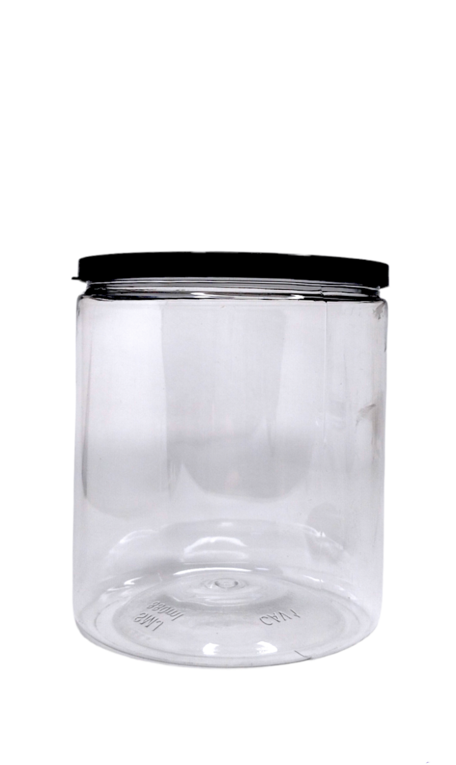 880Ml PET Clear Widemouth Jar with Liner - Black Cap