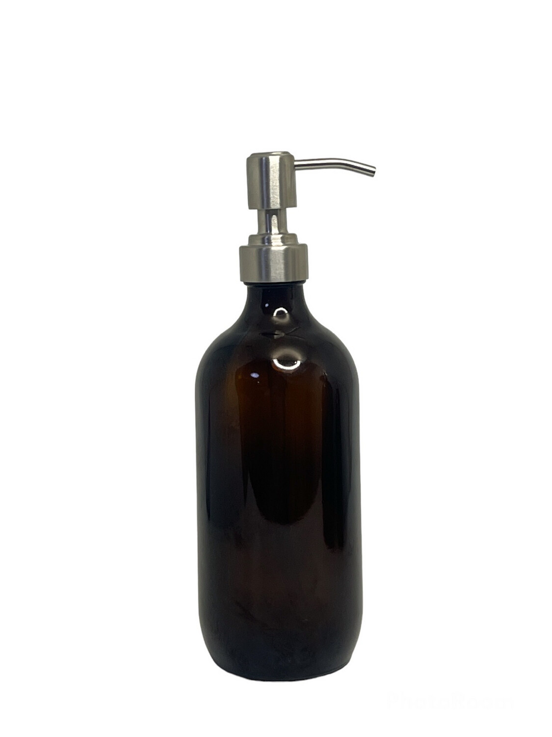 500ml Amber Glass Bottle With Zen Steel Lotion Pump Cap
