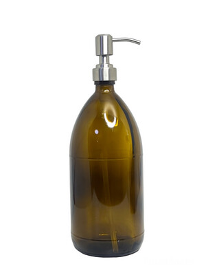 1000ml Amber Glass Bottle With Zen Steel Lotion Pump Cap