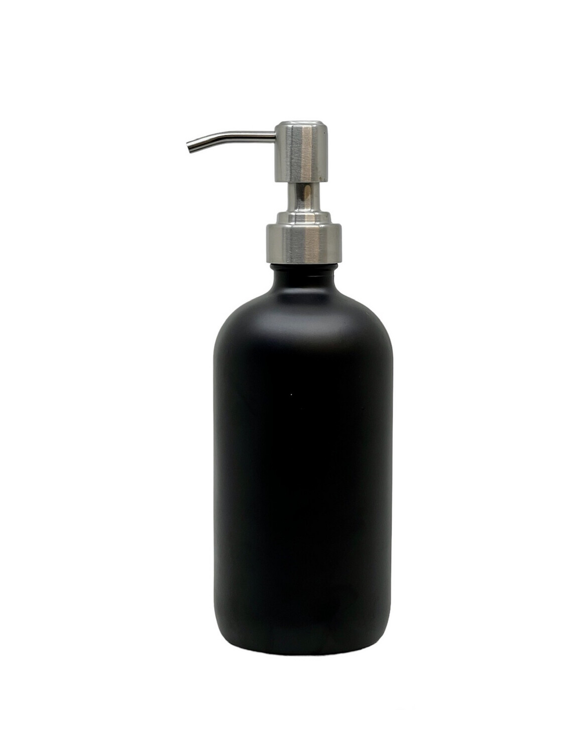 500ml Glass Bottle With Metal Zen Pump Cap - Frosted Black Bottle