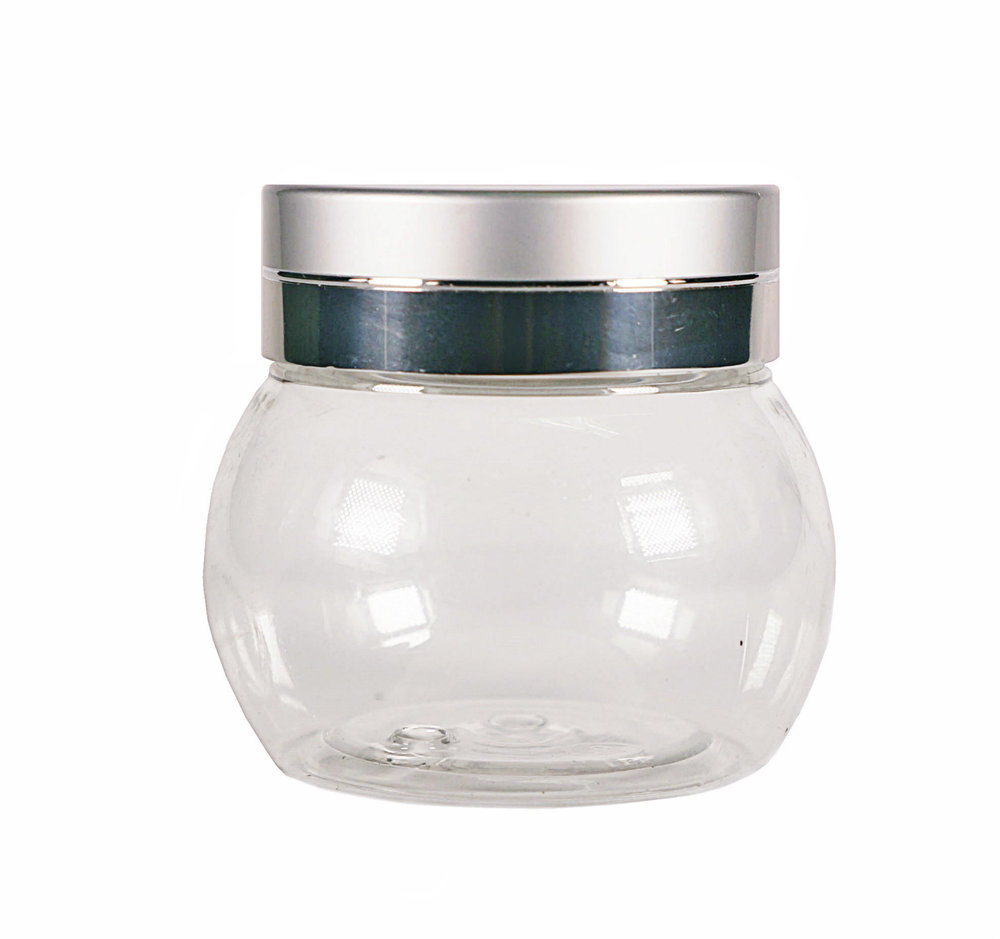 100g, PET, Clear Jar w/ Silver Cap