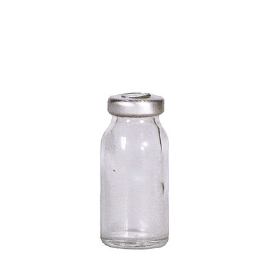 10ml Glass Clear Vial w/ Rubber Stopper &  Silver Aluminum Seal
