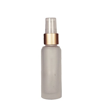 60ml Glass Cylindrical frosted threaded pump spray shroud #20 Gold matte Nc1 act natural AA1