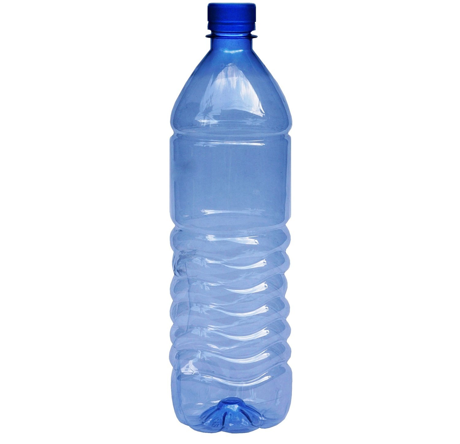 1-Liter, PET, Blue Mineral Water Bottle, Blue Cap