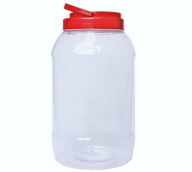 PET, Round Cookie Jar w/ Red Cap w/ Holder