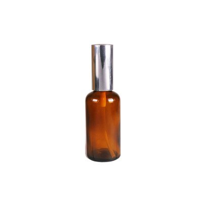 50ml, Amber Bottle w/ Gel Pump Silver Shinny Cap