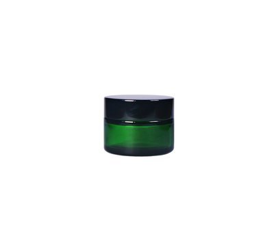 30g, Dark Green Glass Jar w/ Black Cap