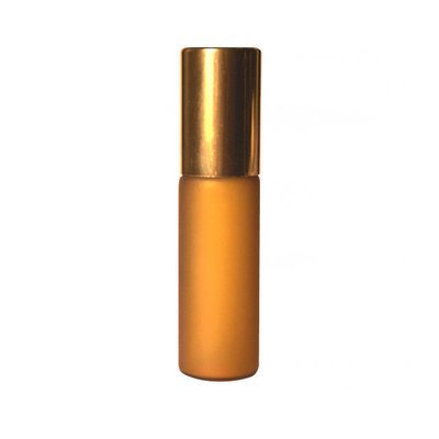 5ml Amber Glass Frosted Bottle with Metal Roller and Shiny Gold Cap