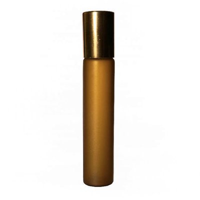 10ml Glass Amber Frosted Roll-On Bottle with Gold Shiny Cap