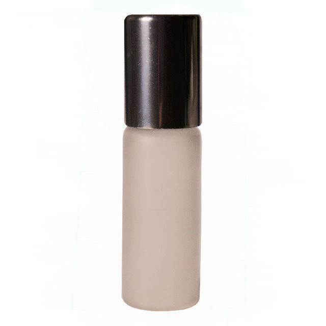 5ml Glass Frosted Clear Bottle with Metal Roller and Shiny silver cap