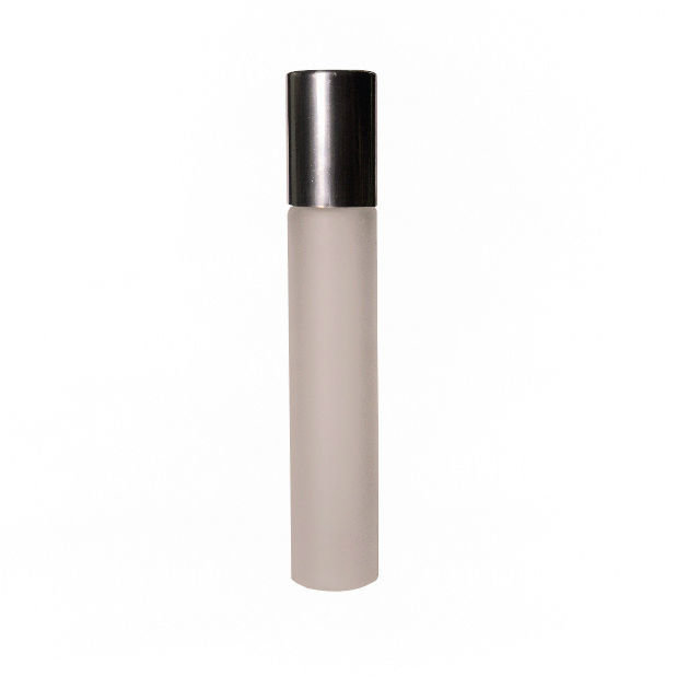 10ml Glass Frosted Clear Bottle with Metal Roller and Shiny silver cap
