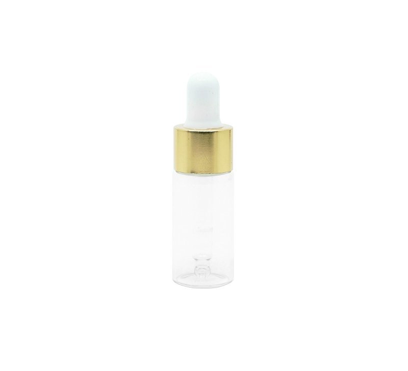 10ml, Clear Glass Bottle with Gold Cap