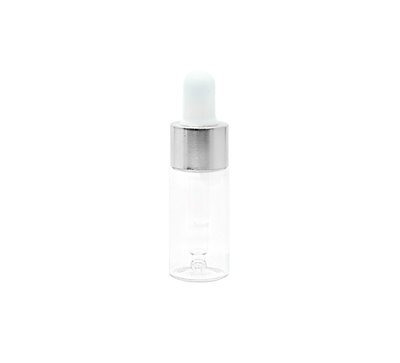 10ml, Clear Glass Bottle with Silver Cap