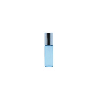 5ml, Glass Blue Perfume Roll-On w Silver Cap