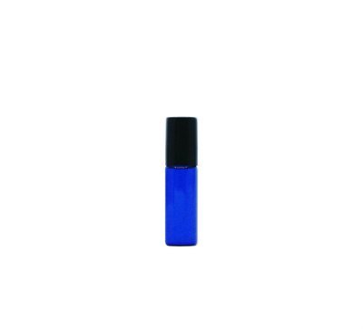 5ml, Glass Cobalt Blue Perfume Roll-On w Black Cap