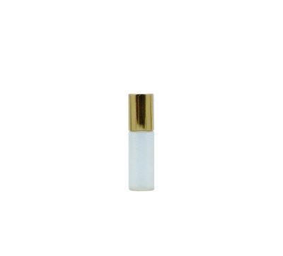 5ml, Glass Frosted Perfume Roll-On w Gold Cap