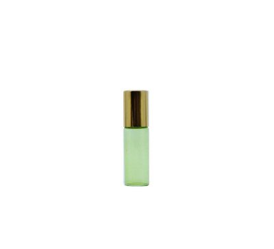 5ml, Glass Green Perfume Roll-On w/ Gold Cap