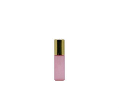 5ml, Glass Pink Perfume Roll-On w/ Gold Cap