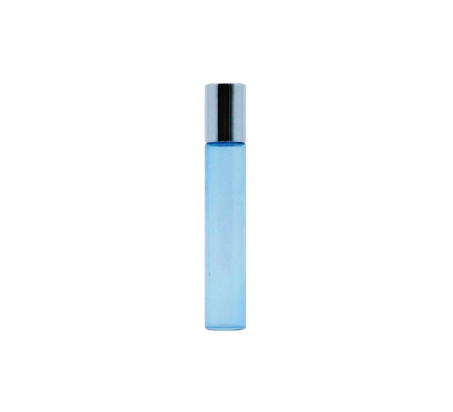 10ml, Glass Blue Perfume Roll-On w/ Silver Cap