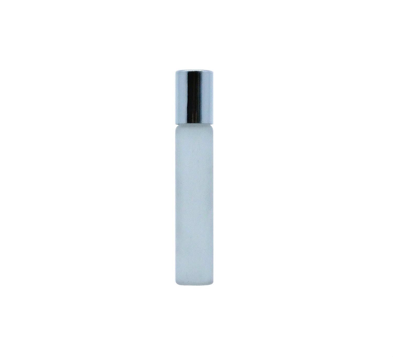 10ml, Glass Frosted Perfume Roll-On w/ Silver Cap