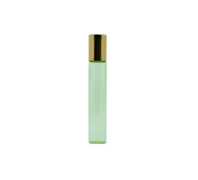 10ml, Glass Green Perfume Roll-On w/ Gold Cap