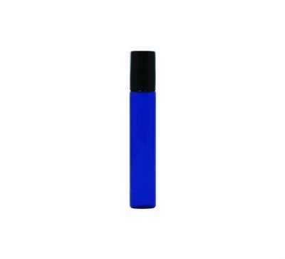 10ml, Glass Cobalt Blue Perfume Roll-On w/ Black Cap