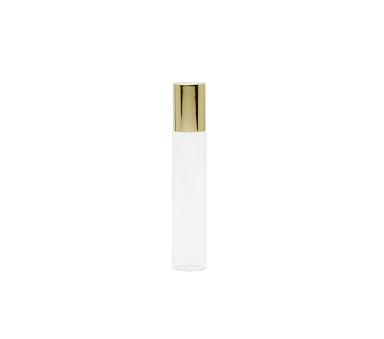 10ml, Glass Clear Perfume Roll-On w/ Gold Cap