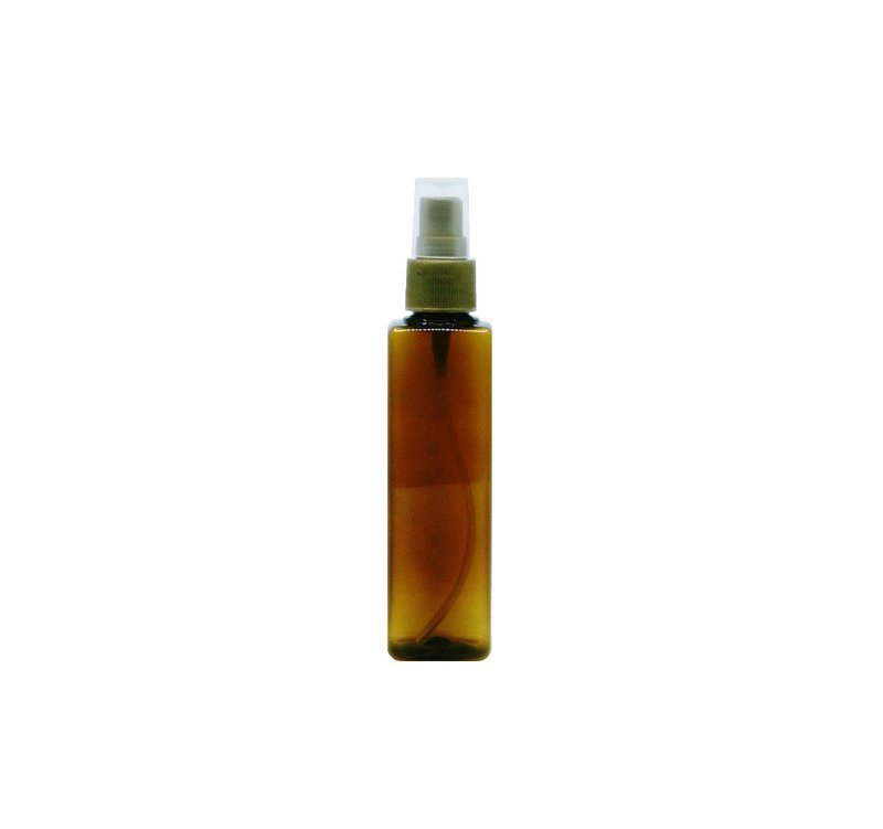 100ml PET Square Dark Amber w/ SprayerGold