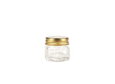 20g, Hexagon Glass Jar w/ Gold Metal Cap