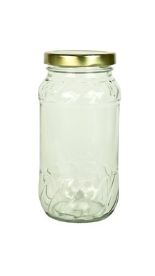 370ml Glass Quilted Jar (Metal Lug Cap) M-7101