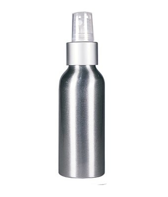 100ml, Aluminum Cylindrical Bottle w/ Natural White Pump Sprayer