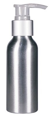 100ml, Aluminum Cylindrical Bottle w/ Natural White Lotion Pump